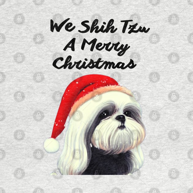 White Shih Tzu Maltese Puppy Christmas Crusty White Dog Mom of Malshi by Mochabonk